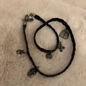 Honesty Brown leather clasp wrap charm bracelet